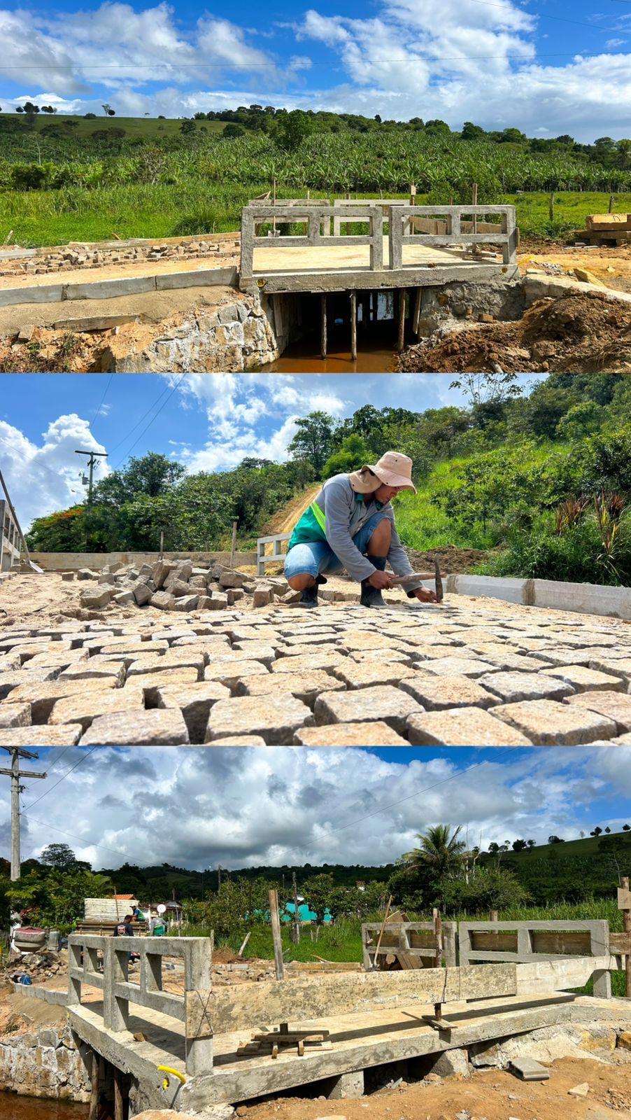 Prefeitura de Jiquiriçá Constrói Ponte de Concreto e Amplia Calçamento na Zona Rural