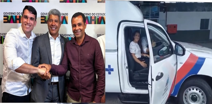 Prefeito João Carlos e o Vice Hugo recebem ambulância 0 km para Mutuípe em apenas quatro dias de gestão