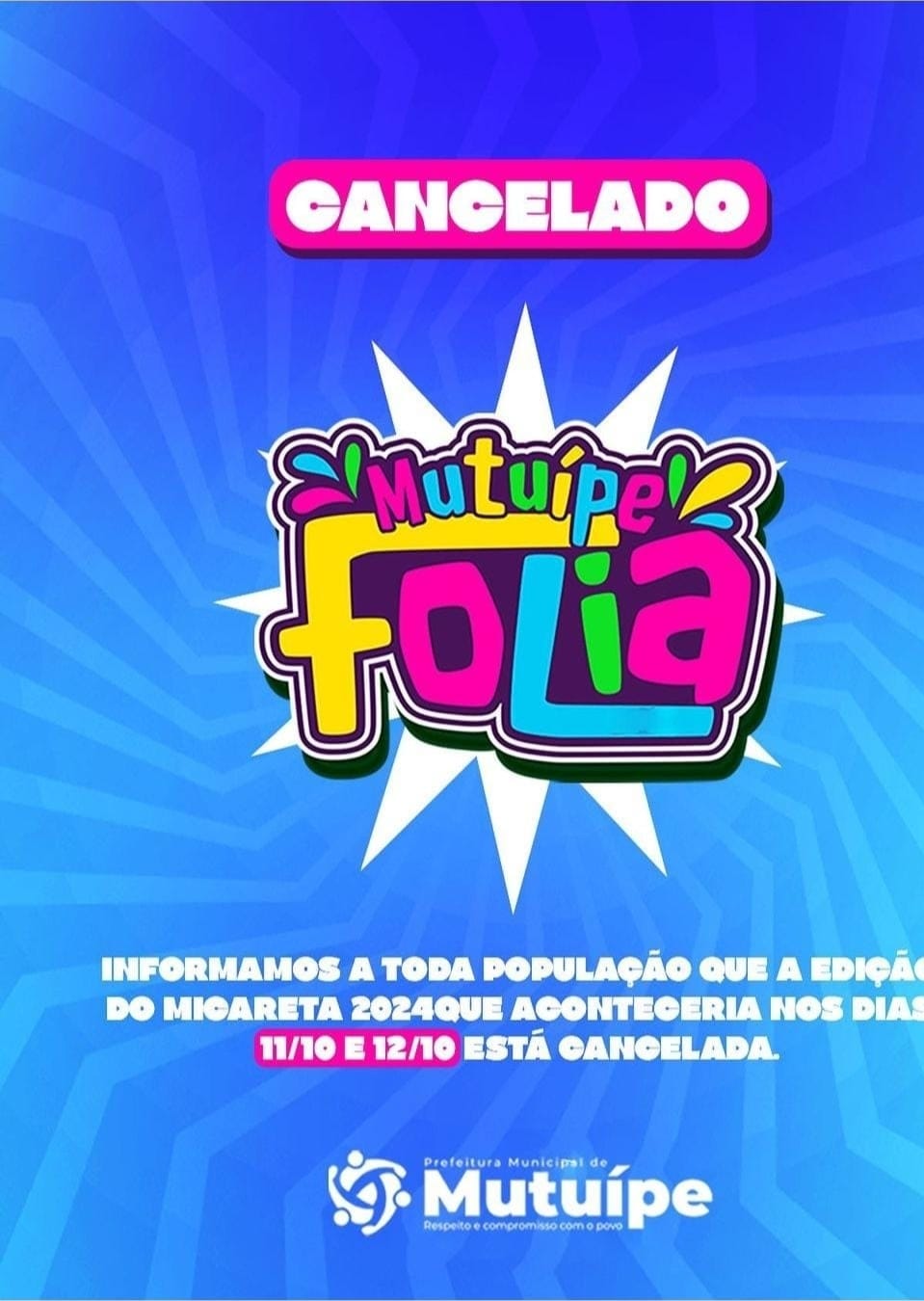 Prefeito de Mutuípe Cancela Micareta 2024 Após Derrota nas Eleições