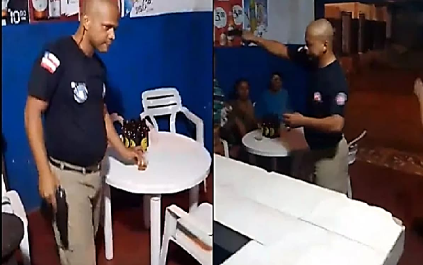 PM agride mulher na Bahia ao ser questionado por ingerir bebida alcoólica em serviço e recebe garrafada